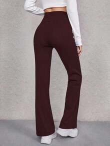 Pantalones acampanados de cintura ancha - Burdeos - Ver 2