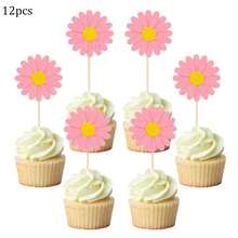 36pcs/12Pcs/5pcs Daisy Cupcake Toppers, Pink Flower Cake Topper, Daisy Cake Decorations Toothpicks Chrysanthemum Cupcake Toppers, Spring Daisy Flower - Multicolor - View 15