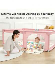 Portable Baby Playpen, Foldable Playpen For Children, Various Colors Available - 粉色 - 查看 2