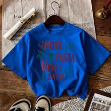 Camiseta con Estampado Gráfico Vintage, Manga Corta, Cuello Redondo, Top Casual para Verano y Primavera, Ropa de Mujer a la Moda - Azul - Ver 7