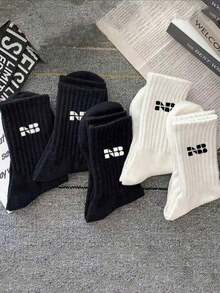 40/30/24 pares de calcetines deportivos cómodos unisex, calcetines tipo tripulación para hombres adecuados para entrenamiento deportivo, calcetines tipo tripulación para mujeres adecuados para uso casual y de negocios, antibacterianos suaves, negro y blanco, resistentes al olor, transpirables y que absorben la humedad, ligeros y cómodos, adecuados para otoño/invierno, 20/10/8/6/4/2 pares, temporada de otoño - Multicolor - Ver 7