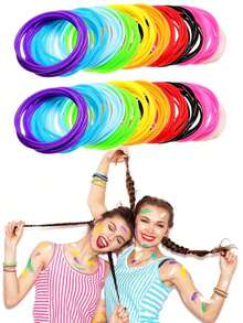 10/100pcs Fluorescent Silicone Bracelets, Multifunctional Headbands, 80s Retro Style Accessories, Perfect For Party, Halloween, Christmas Gifts Or Sharing - View 6