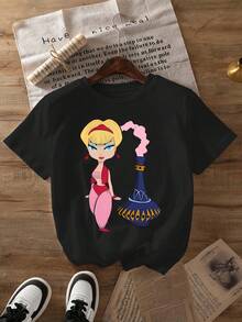 Una camiseta de manga corta para mujer, moderna, a la moda, retro, holgada, suave y cómoda, adecuada para actividades al aire libre en primavera y verano, camiseta con estampado floral, top casual de manga corta y cuello redondo, ideal para usar en primavera y otoño, ropa de mujer.blusas para mujer,blusas casuales para dama,tops,, mujer premium,y2k,playeras de mujer curvy,ofertas y liquidaciones ropa mujer,playeras deportivas para mujer,,playeras de hombre, mujer,blusas>elegante XS9C - Negro - Ver 8