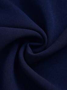 Pantalones anchos de cintura alta con textura, moda casual sencilla para la temporada de vuelta al colegio, estilo de dinero viejo para ir y venir - Azul marino 2 - Ver 4