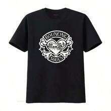 Blusas para mujer, camiseta "Bouncing Souls Rocker Heart" vintage lavada, con estampado gráfico, transpirable, unisex, para uso diario, elegante y suave, adecuada para primavera, verano y otoño. ,Relaxed Fit Pure Cotton T-Shirt, Soft Short Sleeve Everyday Basic For Young Ladies Female, Great For Streetwear  School Vacation Outdoor Walk Weekend Party Daily Casual Matching OutfitRopa De Mujer Ropa De Mujer De Uso Diario Blusas, Camisas Y Camisetas De Mujer Camisetas De Mujer Ropa Deportiva Basicos Mujer Short Playeras Para Hombre - Negro - Ver 6