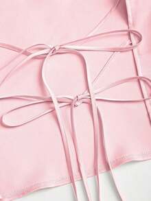 Camiseta sin espalda de unicolor y escote halter para mujer - Rosa - Ver 5