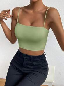 Top corto de color sólido ChicEase - Verde 2 - Ver 5