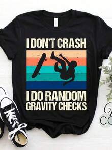 Skateboards Skateboarding T-Shirt, Skate Boarding Fans Boys Kids I Don't Crash I Do Random Gravity Checks Gift, Skateboarder Tricks Lover ropa de niña de 10 años conjunto niño disfraz de primavera para niño disfraz primavera niño ropa de niño de 10 año ropa adolescente - Negro - Ver 2