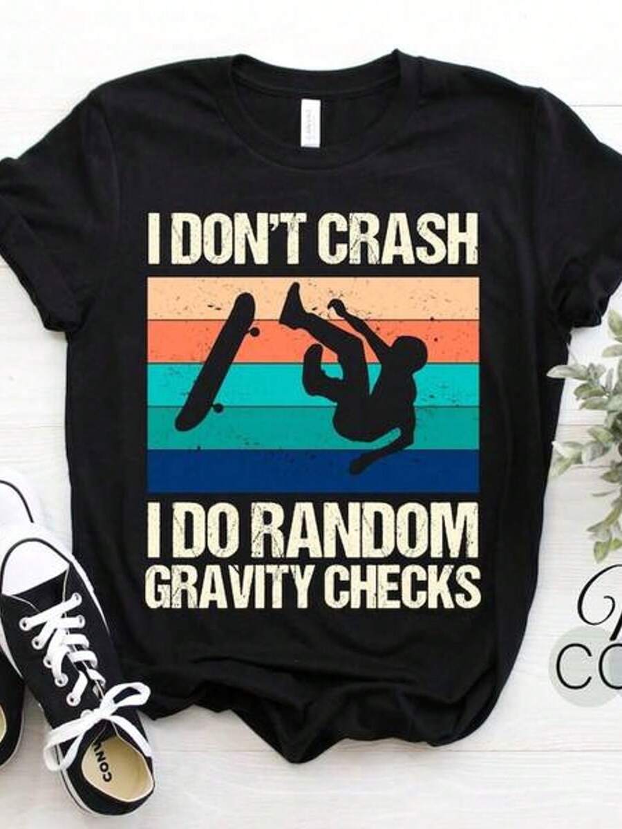 Skateboards Skateboarding T-Shirt, Skate Boarding Fans Boys Kids I Don't Crash I Do Random Gravity Checks Gift, Skateboarder Tricks Lover ropa de niña de 10 años conjunto niño disfraz de primavera para niño disfraz primavera niño ropa de niño de 10 año ropa adolescente