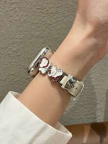 1 dây đeo đồng hồ hình chú chó dễ thương, 38/40/41/42mm (Series 11/10) Thời trang, thanh lịch, tinh tế, đa năng. Phù hợp với dây đeo 44/45/46/49/42mm (Series 3 2 1). Thích hợp đeo hàng ngày, Halloween, Giáng sinh, unisex. - Đỏ và trắng - Xem 6