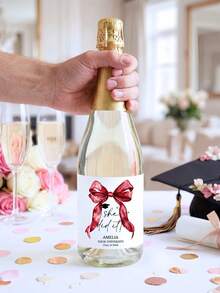 個性化紅酒瓶標籤，蝴蝶結圖案客製化酒標，適合畢業、訂婚、生日、週年紀念，DIY標籤，1/3/5入裝，送給她、男友、女友、爸爸、媽媽、家人、朋友、學生的獨特理想禮物，適用於畢業、學校、居家、辦公室 - 彩色 - 查看 3