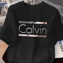 Primavera/Verano 2025, Nueva Camiseta Casual de Manga Corta para Mujer con Estampado de Letras Inglesas y Diseño Personalizado - Negro - Ver 5