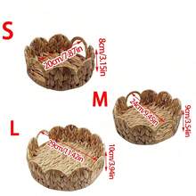 3pcs (S+M+L)/1pc Handwoven Willow Baskets, Scalloped Edge Water Hyacinth Rectangular Storage Baskets, Decorative Wicker Baskets For Coffee Table And Furniture Decor, Holiday Gift Organizer, Boho Reusable Storage Bins For Stationery, Closet, Toys, Cosmetics, Desk Organization, Ideal Gift Basket - Ginger - View 9