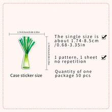 50pcs Green Vegetable Plant Scallion Cartoon Cute Decorative Stickers For Notebook, Stationery Box, Skateboard - Scallions - View 2