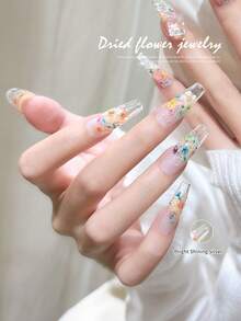 Decorações de Unhas com Flores Secas de Cores Mistas, Decoração de Arte de Unhas com Flores Pequenas Românticas Primavera/Verão 2026, Acessórios de Decoração DIY de Manicure com Flores Secas Reais, Encantos de Unhas - Multicolorido - Visão 3