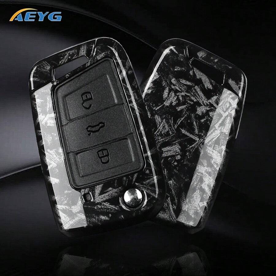 Ốp chìa khóa xe hơi bằng nhựa ABS kiểu sợi carbon, dành cho VW Golf 7 MK7, Tiguan MK2, SEAT Ateca Leon FR 2, Ibiza & Sko Da Octavia - B model - Xem 1
