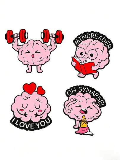 1PC Funny Brain Enamel Brooch Pin, Cute Cartoon Style, Summer All Season Women's Statement Jewelry For Daily Wear, Casual Outfits & Backpacks, Fashion Accessory