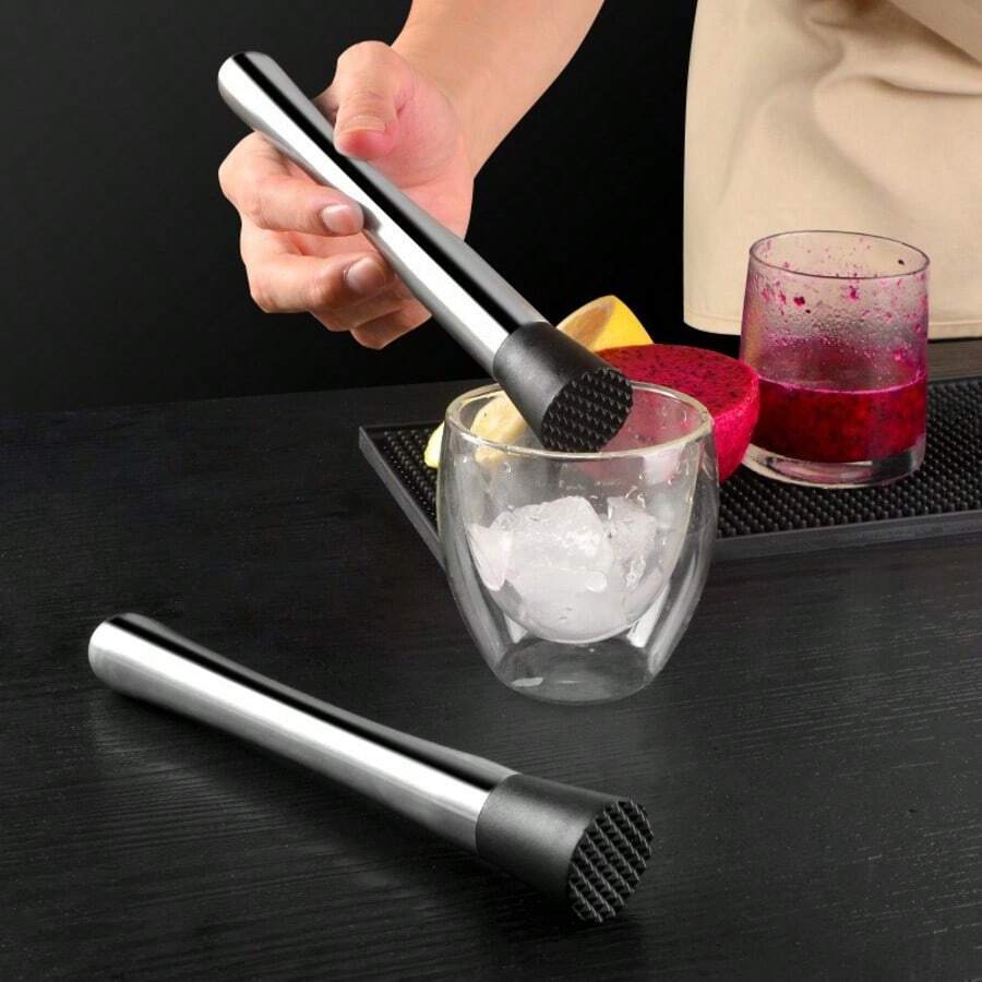 1/2 buah Penghancur Jus, Penghancur Es, Pemeras Lemon, Pengaduk Buah & Penumbuk Es Stainless Steel, Alat Dapur & Bartender, Penghancur Buah dan Es