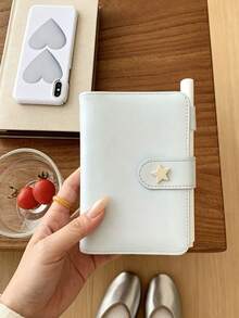 Carpeta M5 de hojas sueltas de colores, mini cuaderno, libro de pegatinas, carpeta M5 de cuero patentado, libro de almacenamiento de pegatinas, 1 ranura para recibos, 2 ranuras para tarjetas, 2 ventanas transparentes, adecuado para álbum de fotos, álbum hecho a mano, libro de pegatinas, útiles escolares - M5 - Ver 5