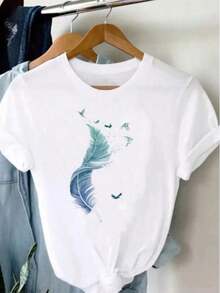 Camiseta de manga corta para mujer, talla grande, informal, con estampado gráfico de "Birthday Queen" - Diseño de letras doradas y patrón de labios, camiseta elástica de cuello redondo para cumpleaños y celebraciones, camiseta de cumpleaños, ropa de celebración, atuendo festivo, tela de elasticidad media, 100% algodón. - Blanco - Ver 6