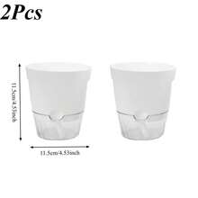 2pcs 2-Layer Soil-Free Self-Watering Planter Pots With Cotton Rope, Hydroponic Plant Pots With Auto Watering For Slouchy People - A - View 11