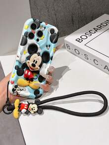 This Disney Mickey Mouse Lanyard Phone Case Is Fully Covered In TPU Material. It's Shockproof, Lightweight, And Compatible With IPhone17/16/11/13/15/15 Plus/15 Pro/15 Pro Max/12/14 Pro Max/11 Pro Max/12 Pro/12 Pro Max/13. This Phone Case Makes A Popular Birthday Gift Or Business Gift; It's Durable, Stain- And Fingerprint Resistant, And Suitable For Both Men And Women. The Set Also Includes A Mickey Mouse Phone Case And A Mickey Mouse Plush Bracelet. It's A Perfect Gift For Friends And Family. This Stylish Phone Case Is Fun, Lightweight, And Durable. IPhone17 Pro Max Phone Case, Minnie Mouse Phone Case. - White - View 4