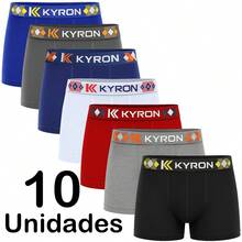 Kit Cuecas Boxer Kyron Preta ou Colorida Microfibra com Forro 100% Algodão - Multicolorido - Visão 15