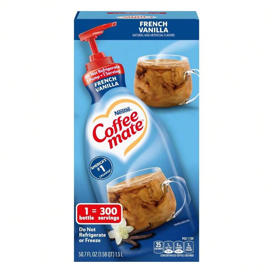 Nestle' Nestle Coffee Mate Coffee Creamer, French Vanilla, Concentrated Liquid Pump Bottle, Non Dairy, No Refrigeration, 50.7 Oz - French Vanilla - View 1
