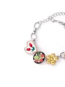 Trivaya 1 chiếc Vòng tay chuỗi thép không gỉ hình hoa hồng, dâu tây, bướm, giọt dầu tình yêu, phong cách retro Y2K Hiphop thời trang, đa năng dành cho nữ vào mùa hè, ngày lễ, tiệc tùng, bãi biển, vũ hội - Nhiều màu - Xem 3