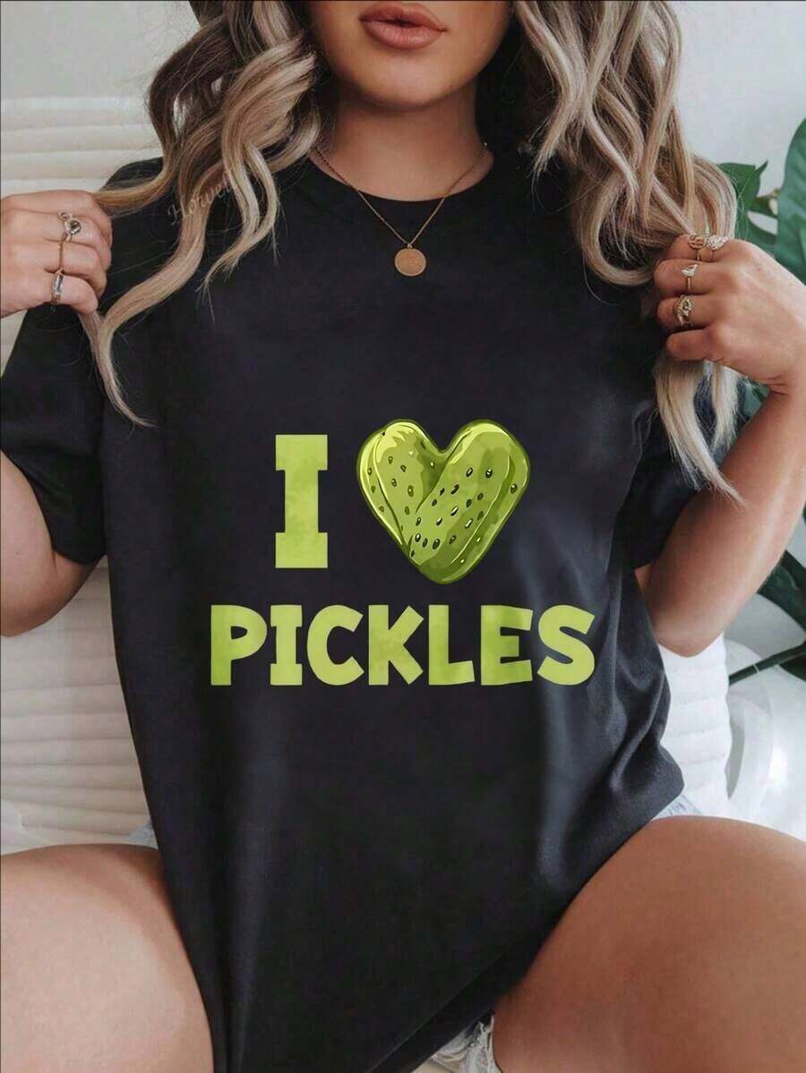 Camiseta Casual de Mujer con Diseño de Corazón "I Love Pickles" Estilo Vintage, Adecuada para Todas las Temporadas
BlackFashion - Negro - Ver 1