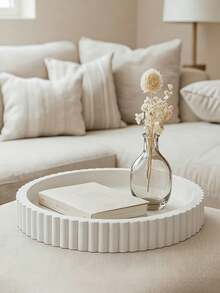 Decorative Coffee Table Tray, White Round Tray, Modern Wavy Tray, Suitable For Living Room, Dining Room, Kitchen Countertop And Bathroom As Decorative Centerpiece. Multi-Functional Tray, Not Suitable For Food Contact. - Multicolor - View 3