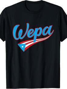 Camiseta TeeWepa con la Bandera de Puerto Rico y Letras Hechas a Mano, Camisetas para Hombre, Transpirables, Cuello Redondo, Corte Regular, Lavables a Máquina, Adecuadas para Salidas, Festivales y Uso Casual, Camiseta de Manga Corta, 100% Algodón - Negro - Ver 6