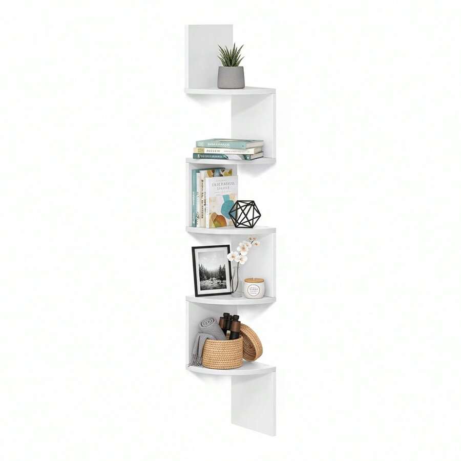 Avilia Scaffale Angolare Bianco a 5 Ripiani Salvaspazio per Casa - Bianco - Visualizzare 1
