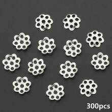 300個約6mm合金端蓋，空心花形蓋，隔珠，珠蓋，配件，適用於DIY手工手鍊、項鍊、耳環、吊墜、珠子隔珠，珠寶製作用品 - 鏤空端蓋(300pcs) - 查看 9