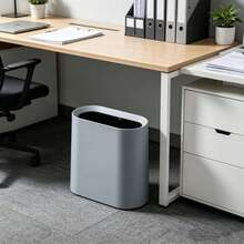 A Corner Trash Can For Home Use In The Kitchen, Bathroom, Toilet, And Living Room, With A Lid, Suitable For Sorting Trash Cans, Toilet Paper, And Other Waste. - Màu xám, kích thước 32,3 x 15 x 30 cm. - Xem 2