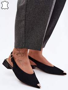 Elegant And Stylish Women's Sandals Made Of Natural Suede, On A Low Block Heel, With A Comfortable Leather Insole And An Adjustable Strap Beige Black Red Beige Black Red - Black - View 1