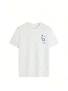 Camiseta informal de manga corta y cuello redondo para mujer con un bonito estampado de langosta. Top de largo normal. - Blanco - Ver 4