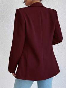 Chaqueta de traje informal con solapa verde con estampado de frutas, abotonadura sin abrochar, estilo suelto y casual, para primavera y otoño, versátil para el trabajo y el día a día, con un estilo maduro y ligero - Burdeos - Ver 2