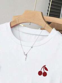Ropa exterior para mujer, nueva llegada de verano, camiseta ajustada con pliegues, estilo elegante y versátil, fotografía de calle, imprescindible, temporada de vuelta al colegio, 100% llamativa, camiseta de mujer de manga corta para verano - Blanco 2 - Ver 5