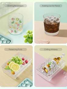 A Must-Have Summer Ice Maker With A Lid And 33 Compartments, A Frozen Ice Hockey Container For Cocktail Drinks. This Reusable Ice Maker Is Suitable For Making Summer Drinks At Home, Bars, Clubs, And Outdoors. It Is An Ideal Choice For Mixing Cocktails, Fruits, Kitchen Utensils, And Kitchen Accessories - Multicolor - View 10