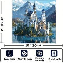 500 Piece Adult Puzzle - Castle Theme, DIY Home Decor, Family Interactive Game, Brain Challenge Gift, 50x50cm/19.7x19.7in, Portable/Suitable For Beginners - Multicolor - View 4