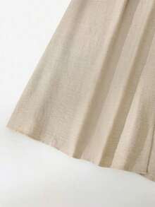Vestido midi ajustado con botones, cintura ceñida, cuello de solapa, elegante y vintage, en color albaricoque/negro, de tela de calidad, adecuado para primavera/verano y uso diario - Multicolor 4 - Ver 5