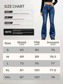 Women's Stretch Slim Fit Mid-Rise Flare Jeans With Side Pockets, Slimming & Stylish Trousers - 深藍 - 查看 5