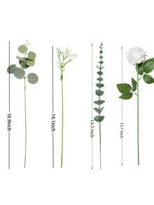 30支人造尤加利葉枝帶漿果，仿真綠植花莖，適用於婚禮、花瓶、花束、花藝裝飾、家居裝飾、花藝布置 - 白色 - 查看 13