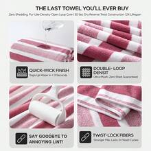 10pcs Soft & Absorbent Towel Set | Quick-Dry Towels For Bathroom, Sports & Beach | Includes 2 Bath Towels, 4 Hand Towels,4 Washcloths| Lightweight & Skin-Friendly Essentials - Đỏ - Xem 2