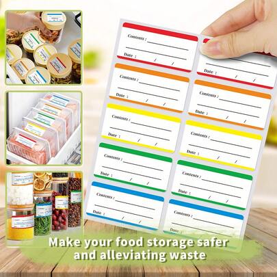Handwritten Waterproof, Oil-Resistant Date Stickers, Home Organization Labels And Storage Content Stickers