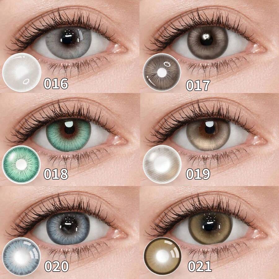 6 Pairs Of Colored Contact 1enses, Offering A Variety Of Color Options. Inc1udes A Contact Lens Case And Wearing Tools, Suitable For Year-Round Use, Ideal For Eye Makeup, Cosplay, Holiday Costume Parties, Halloween - Nhiều màu - Xem 1