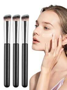Bộ 4 cọ trang điểm - Cọ thấm dầu, cọ đánh phấn phủ, cọ nền, cọ che khuyết điểm. Những dụng cụ trang điểm này rất tiện lợi khi sử dụng. - màu đen - Xem 1