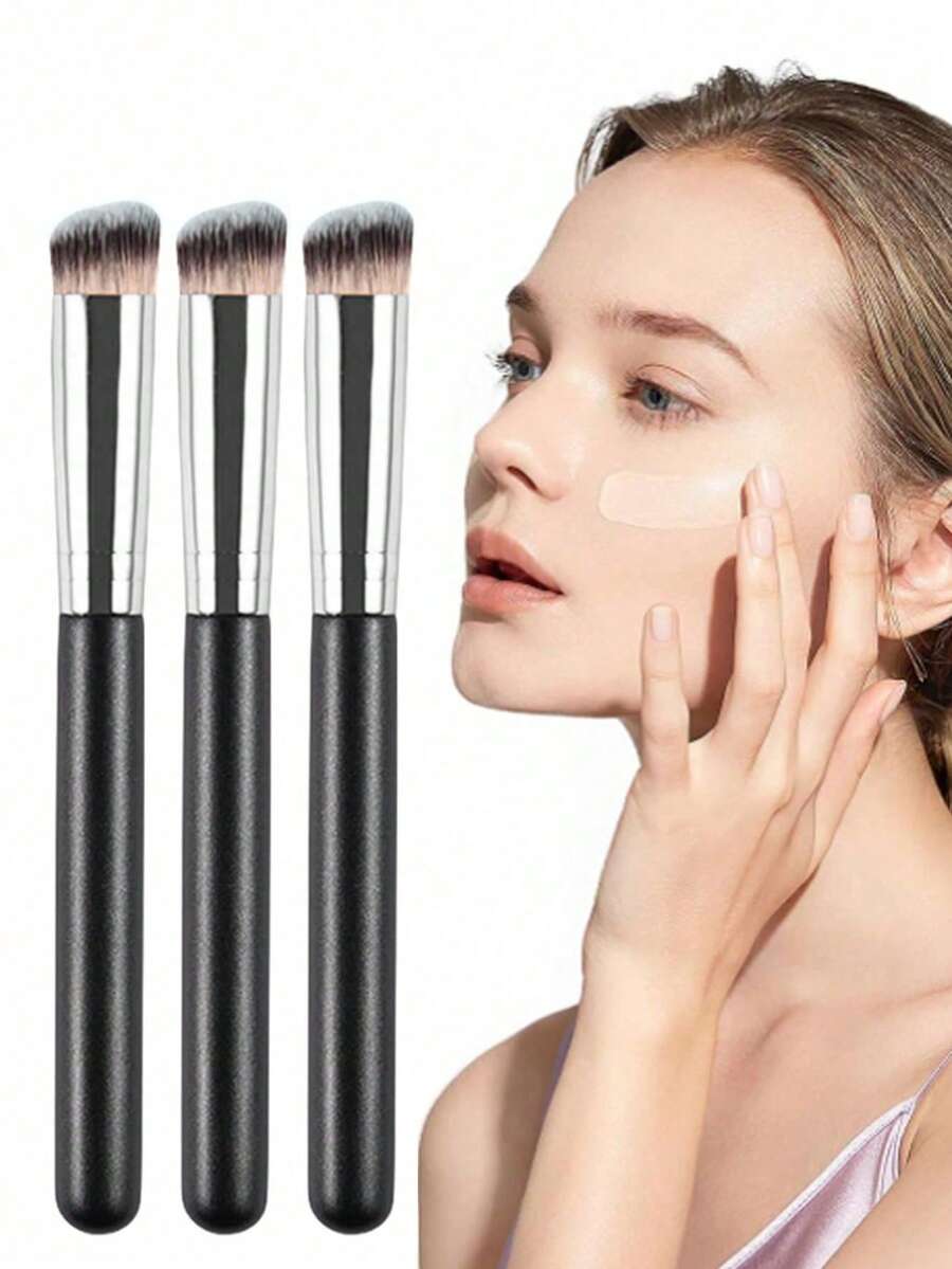 Bộ 4 cọ trang điểm - Cọ thấm dầu, cọ đánh phấn phủ, cọ nền, cọ che khuyết điểm. Những dụng cụ trang điểm này rất tiện lợi khi sử dụng. - màu đen - Xem 1