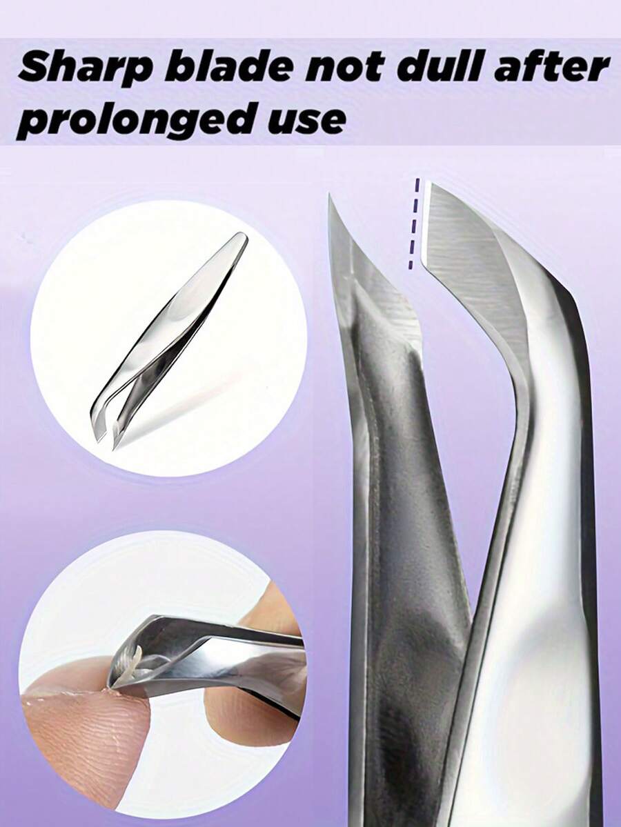1pc Professional Stainless Steel Nail Clipper, Sharp Slanted Edge For Manicure And Dead Skin Removal, Dual-Hand Grip, Salon Nail Tool - Multicolor - View 1